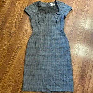 Vintage Y2K Banana Republic Dress Plaid Tweed Cap Sleeve Pencil Skirt Dress